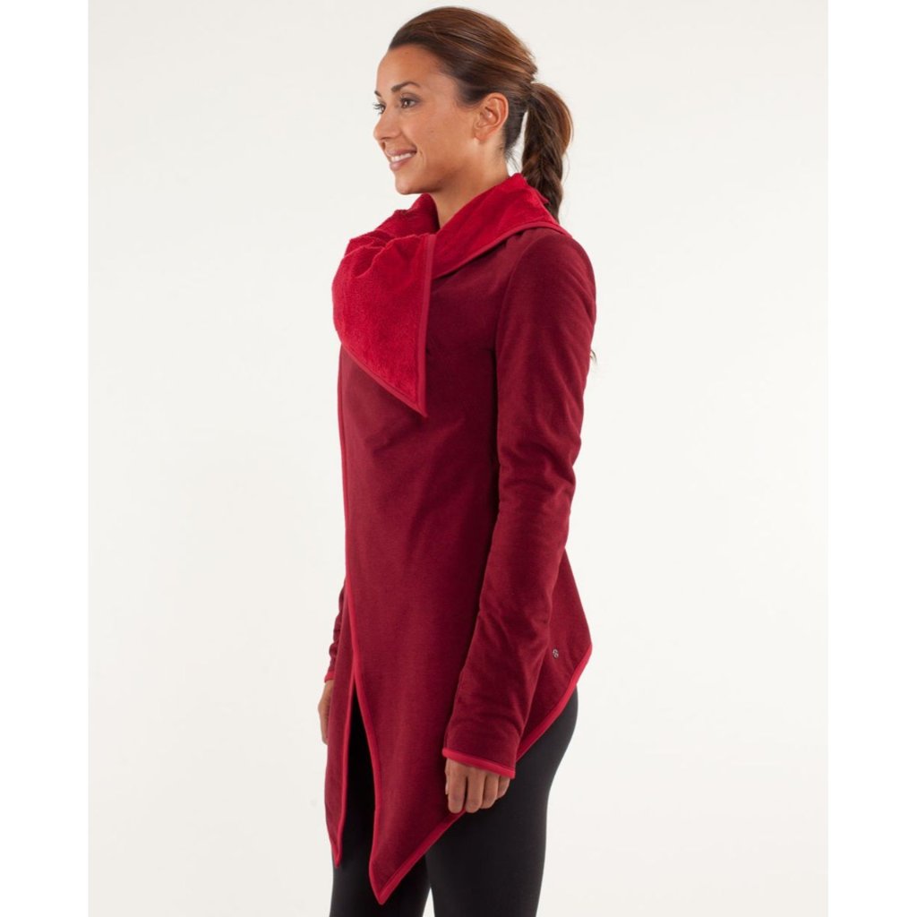 Lululemon Peace Of Mind Fleece Drape Jacket Sweater Size 4 Small Euc 6812 Red